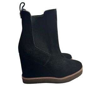 Steve Madden Black Suede Wedge Chelsea Boots